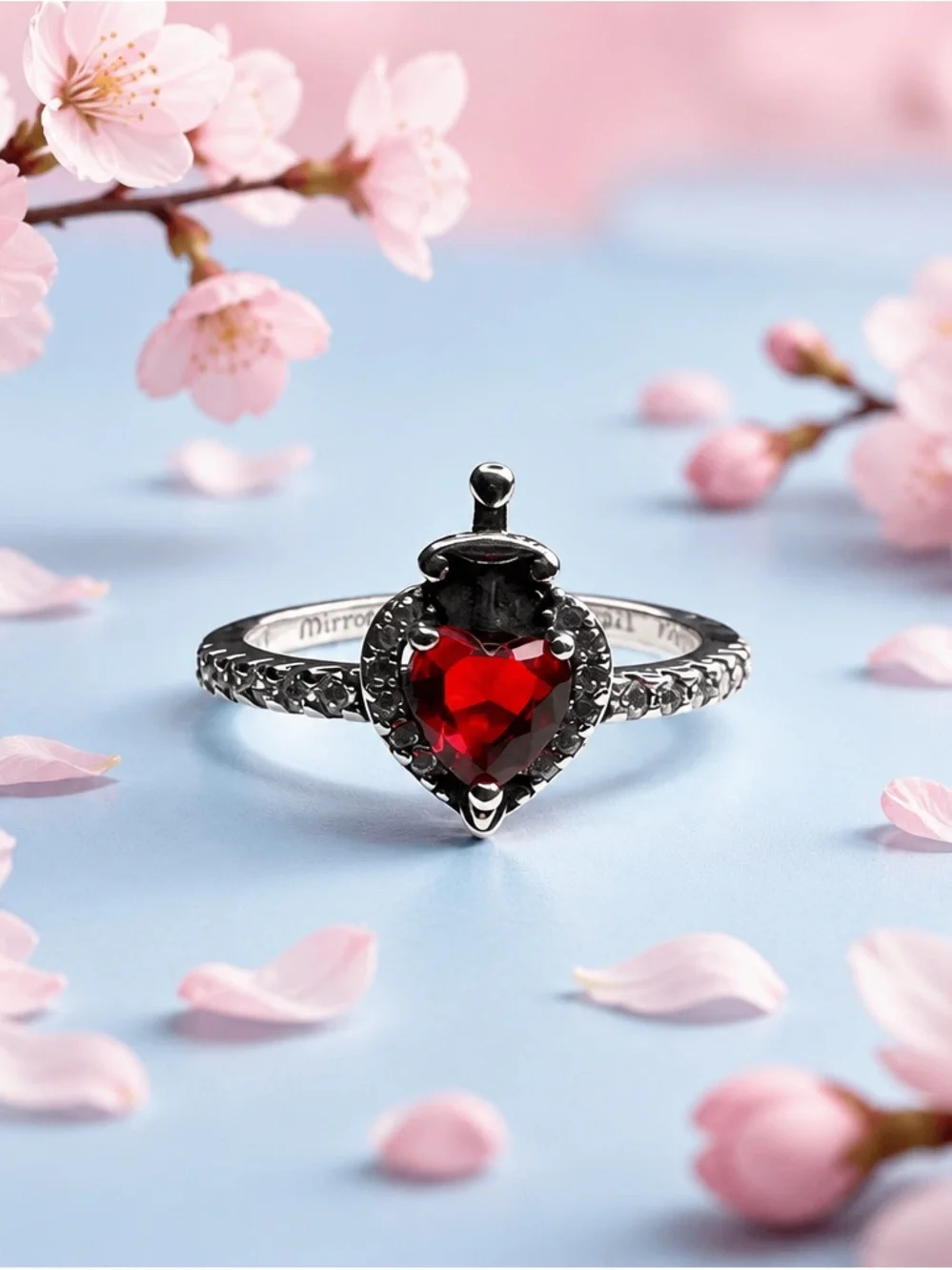 Pandora Heart-Shaped Red Crystal Ring in Silver new with out tag size 7